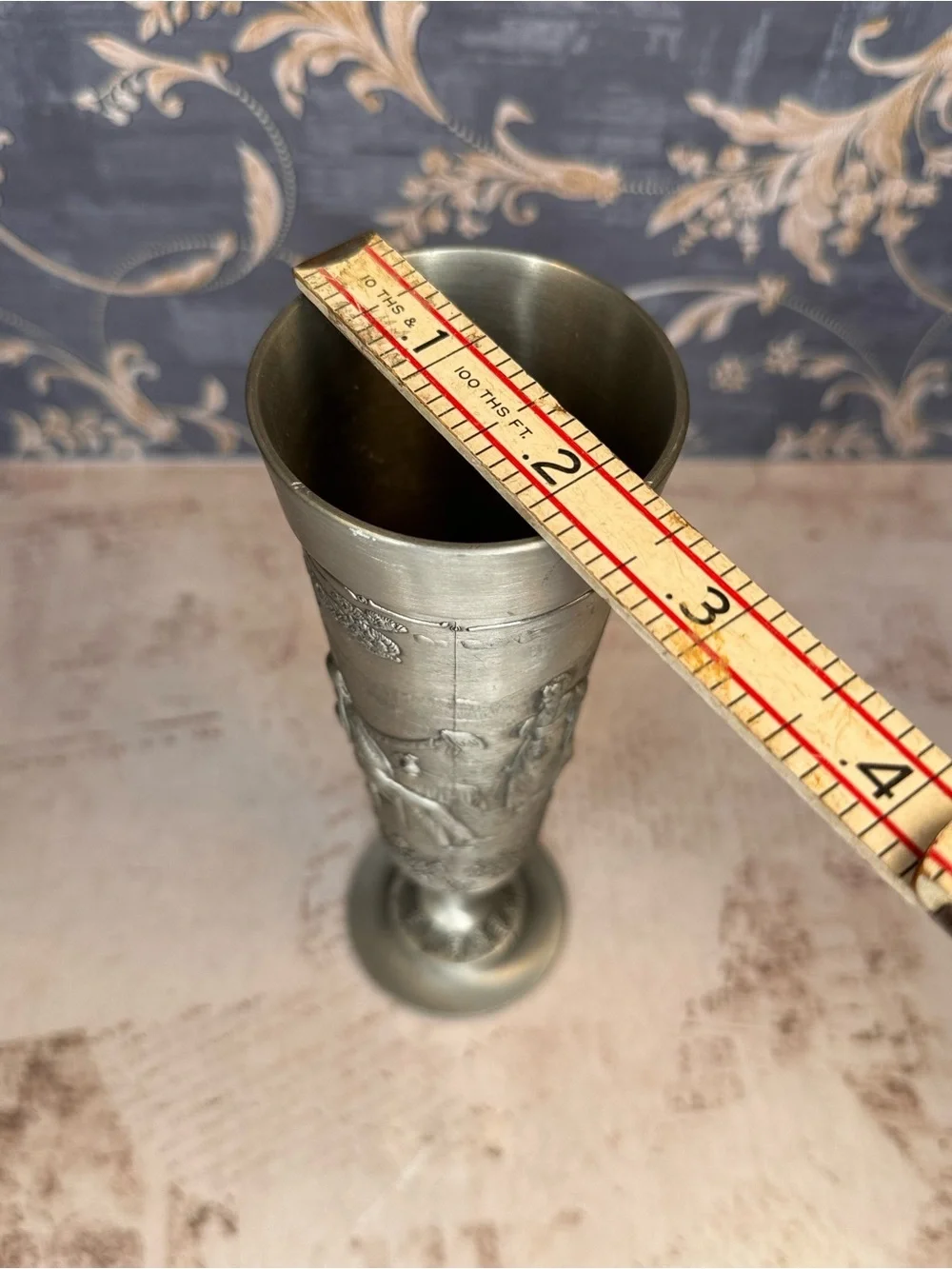 Vintage Frieling Zinn German Pewter Relief Goblet Made in Germany